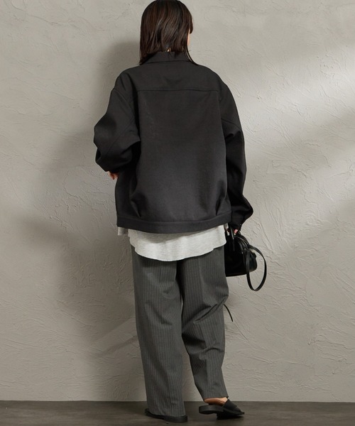 DANTON（ダントン）の「【WEB限定】[DANTON/ダントン] ワンポイントロゴ シャツブルゾン（その他アウター・レディース・ブラック/グレイッシュベージュ・40/42）」の14枚目の写真