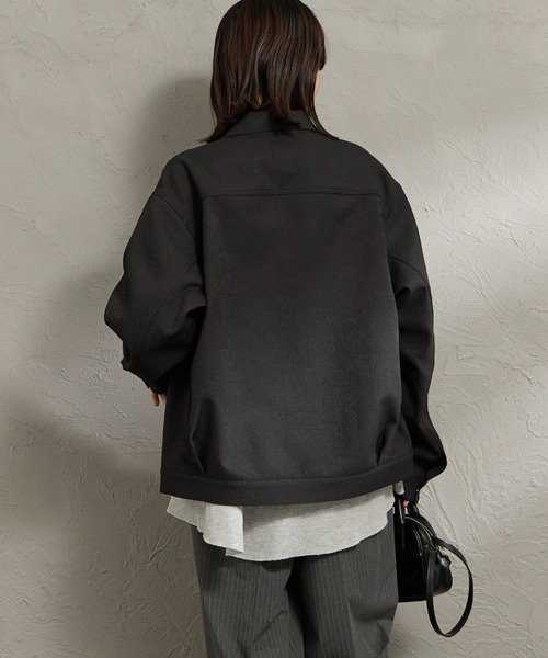 DANTON（ダントン）の「【WEB限定】[DANTON/ダントン] ワンポイントロゴ シャツブルゾン（その他アウター・レディース・ブラック/グレイッシュベージュ・40/42）」の11枚目の写真