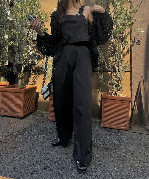 WILLFULLY（ウィルフリー）の「2piece roll up suspenders all-in-one（サロペット/オーバーオール・レディース・ブラック/モカ/ベージュ系その他・FREE）」の2枚目の写真