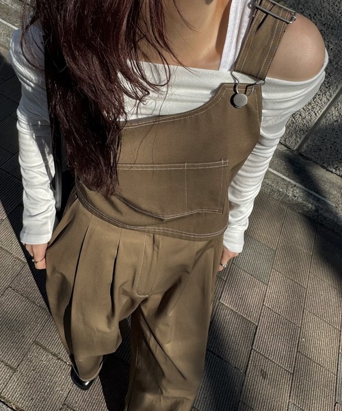 WILLFULLY（ウィルフリー）の「2piece roll up suspenders all-in-one（サロペット/オーバーオール・レディース・ブラック/モカ/ベージュ系その他・FREE）」の8枚目の写真