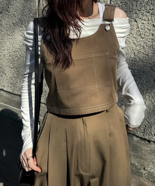 WILLFULLY（ウィルフリー）の「2piece roll up suspenders all-in-one（サロペット/オーバーオール・レディース・ブラック/モカ/ベージュ系その他・FREE）」の9枚目の写真