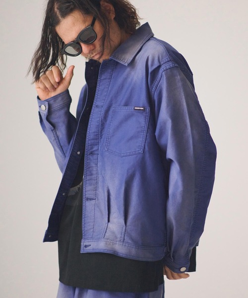 ADAM PATEK(アダムパテック)の「mj11393-blasted light moleskin short length collared jacket ショート丈ジャケット(AP2613013)(その他アウター・メンズ・ブラック/ブルー・2/1)」の2枚目の写真