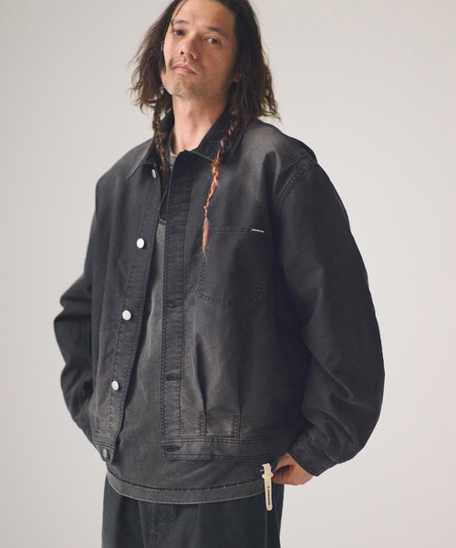 ADAM PATEK(アダムパテック)の「mj11393-blasted light moleskin short length collared jacket ショート丈ジャケット(AP2613013)(その他アウター・メンズ・ブラック/ブルー・2/1)」の1枚目の写真