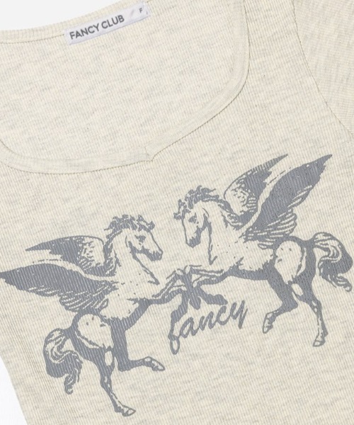 FANCY CLUB(ファンシークラブ)の「A'GEM/9 × .kom 『FANCY CLUB/ファンシークラブ』PEGASUS RIBBED TOP/ペガサスリブトップス(Tシャツ/カットソー・レディース・アイボリー/ブラック・FREE)」の16枚目の写真