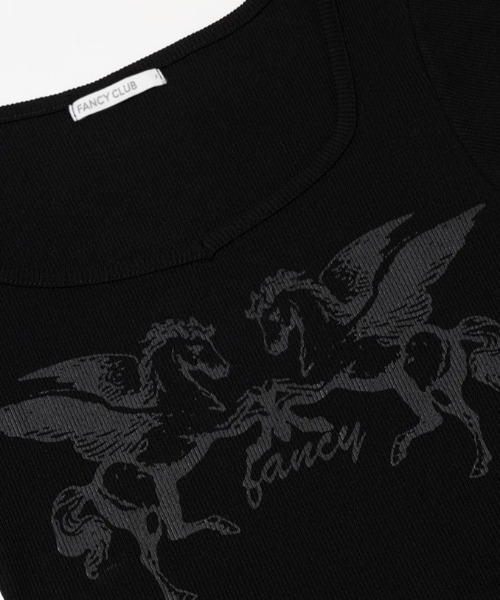 FANCY CLUB(ファンシークラブ)の「A'GEM/9 × .kom 『FANCY CLUB/ファンシークラブ』PEGASUS RIBBED TOP/ペガサスリブトップス(Tシャツ/カットソー・レディース・アイボリー/ブラック・FREE)」の20枚目の写真