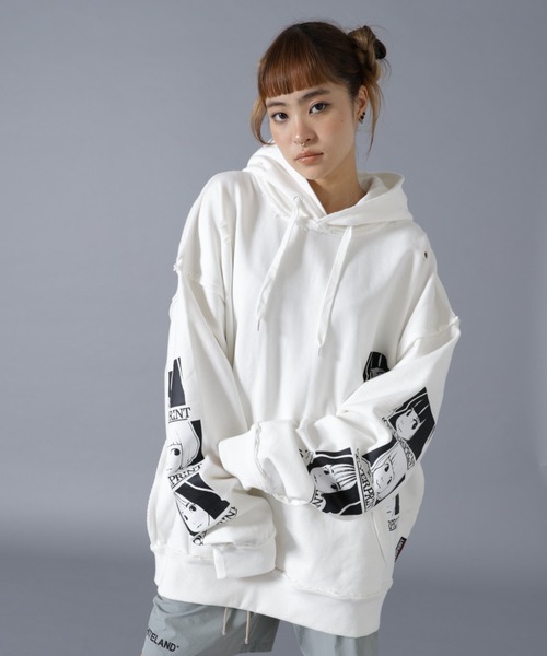 over print(オーバープリント)の「overprint/オーバープリント/SIGNBOAD hoodie 7th Anniversary(パーカー・レディース・ブラック/ホワイト・M/L/2XL/XL)」の1枚目の写真