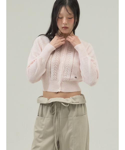 Powder Knit Crop Mohair Cardigan_Pink（カーディガン/ボレロ