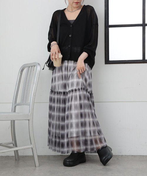 COLONY 2139（コロニートゥーワンスリーナイン）の「オンブレチェックチュールスカート（スカート・レディース・ブラック/ベージュ・FREE）」の9枚目の写真