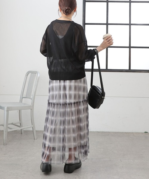 COLONY 2139（コロニートゥーワンスリーナイン）の「オンブレチェックチュールスカート（スカート・レディース・ブラック/ベージュ・FREE）」の10枚目の写真