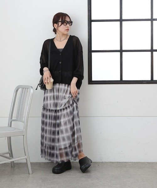 COLONY 2139（コロニートゥーワンスリーナイン）の「オンブレチェックチュールスカート（スカート・レディース・ブラック/ベージュ・FREE）」の7枚目の写真