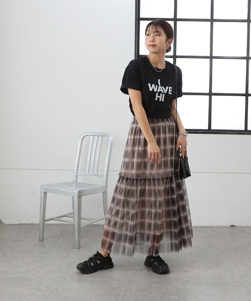 COLONY 2139（コロニートゥーワンスリーナイン）の「オンブレチェックチュールスカート（スカート・レディース・ブラック/ベージュ・FREE）」の14枚目の写真