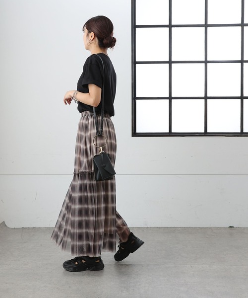 COLONY 2139（コロニートゥーワンスリーナイン）の「オンブレチェックチュールスカート（スカート・レディース・ブラック/ベージュ・FREE）」の15枚目の写真