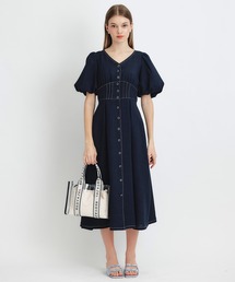 REDYAZEL | コルセットバルーンスリーブフレアロングワンピース(ワンピース)