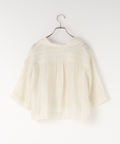 LOWRYS FARM（ローリーズファーム）の「シアーショートカイキンシャツＳＳ  657804（シャツ/ブラウス・レディース・ブルー/ブラック/ブラウン/ホワイト・FREE）」の7枚目の写真