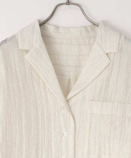 LOWRYS FARM（ローリーズファーム）の「シアーショートカイキンシャツＳＳ  657804（シャツ/ブラウス・レディース・ブルー/ブラック/ブラウン/ホワイト・FREE）」の8枚目の写真