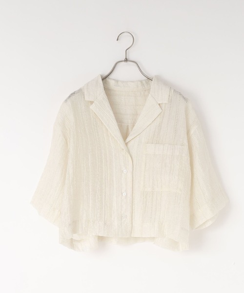 LOWRYS FARM（ローリーズファーム）の「シアーショートカイキンシャツＳＳ  657804（シャツ/ブラウス・レディース・ブルー/ブラック/ブラウン/ホワイト・FREE）」の18枚目の写真