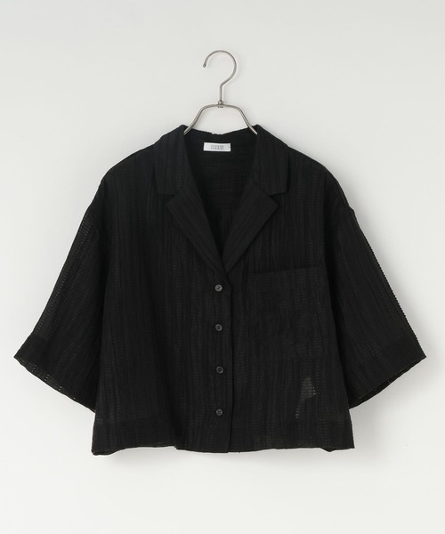 LOWRYS FARM（ローリーズファーム）の「シアーショートカイキンシャツＳＳ  657804（シャツ/ブラウス・レディース・ブルー/ブラック/ブラウン/ホワイト・FREE）」の19枚目の写真