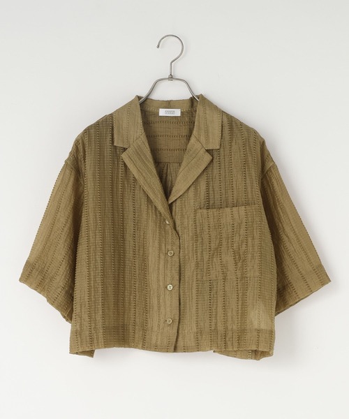 LOWRYS FARM（ローリーズファーム）の「シアーショートカイキンシャツＳＳ  657804（シャツ/ブラウス・レディース・ブルー/ブラック/ブラウン/ホワイト・FREE）」の20枚目の写真