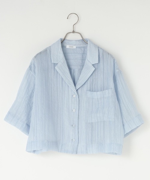 LOWRYS FARM（ローリーズファーム）の「シアーショートカイキンシャツＳＳ  657804（シャツ/ブラウス・レディース・ブルー/ブラック/ブラウン/ホワイト・FREE）」の21枚目の写真