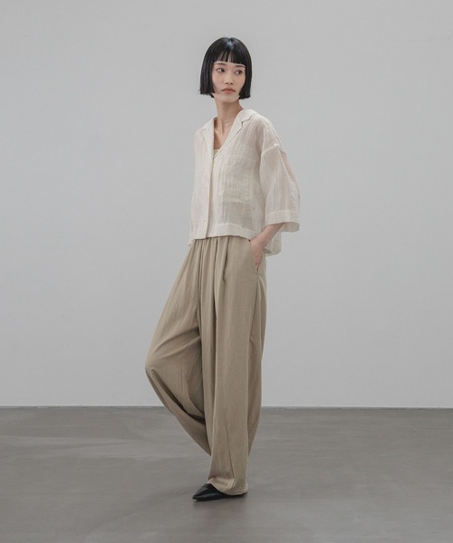 LOWRYS FARM（ローリーズファーム）の「シアーショートカイキンシャツＳＳ  657804（シャツ/ブラウス・レディース・ブルー/ブラック/ブラウン/ホワイト・FREE）」の22枚目の写真