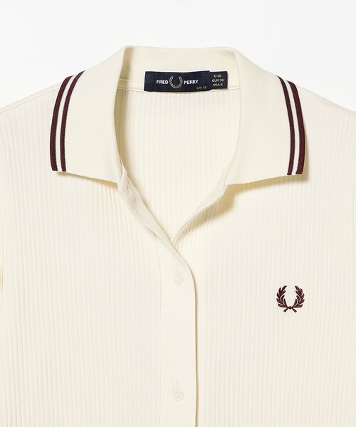 Ray BEAMS(レイビームス)の「FRED PERRY / ボタン スルー リブ ポロシャツ(ポロシャツ・レディース・ナチュラル/ブラック・10)」の4枚目の写真