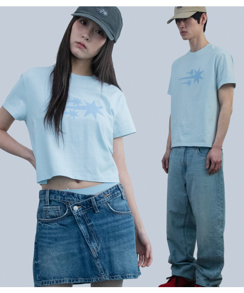 NICE GHOST CLUB(ナイスゴーストクラブ)の「3STAR BASIC TEE_LIGHT BLUE(NG2GMUT534A)(Tシャツ/カットソー・レディース・ライトブルー・SMALL/MEDIUM/LARGE)」の1枚目の写真