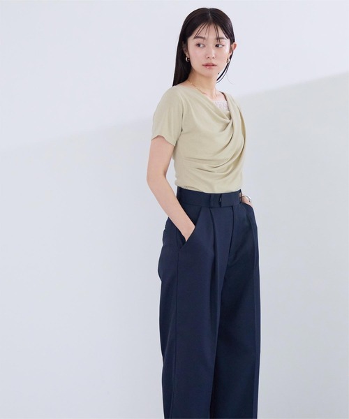 UR'S(ユアーズ)の「オフショルダーハーフスリーブレースドッキングTシャツ(Tシャツ/カットソー・レディース・ベージュ/オフホワイト/ブラック・S/M/L)」の8枚目の写真