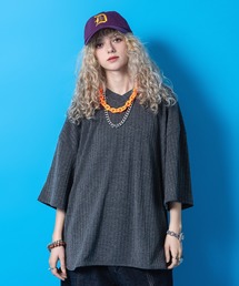 a.p.o.v. オーバーサイズVネックストレッチリブTシャツ