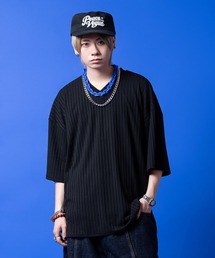 a.p.o.v. オーバーサイズVネックストレッチリブTシャツ