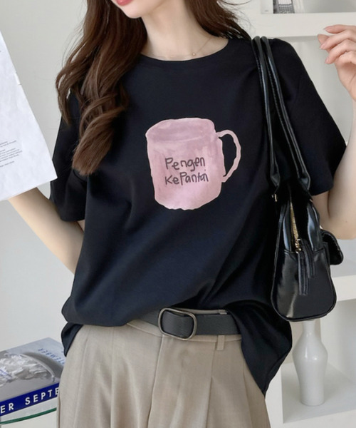 Ada.（エイダ）の「手書きイラスト風 カップデザイン半袖 Tシャツ（Tシャツ/カットソー・レディース・ホワイト/グレー/ブラック・FREE）」の17枚目の写真