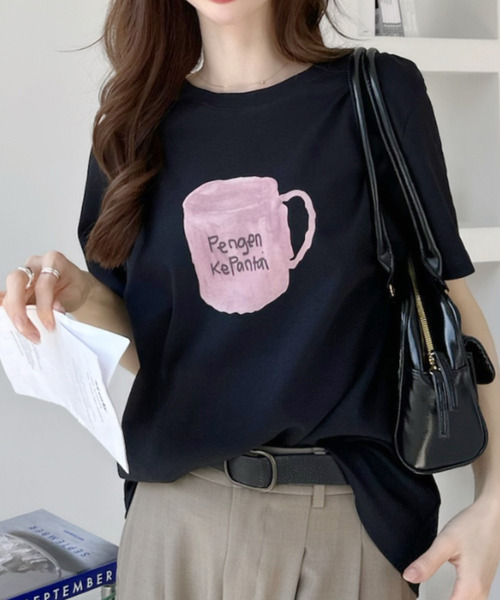 Ada.（エイダ）の「手書きイラスト風 カップデザイン半袖 Tシャツ（Tシャツ/カットソー・レディース・ホワイト/グレー/ブラック・FREE）」の18枚目の写真