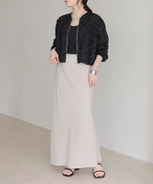 fredy emue（フレディエミュ）の「リネンマーメイドスカート（スカート・レディース・ブラック/ベージュ・38/36）」の3枚目の写真