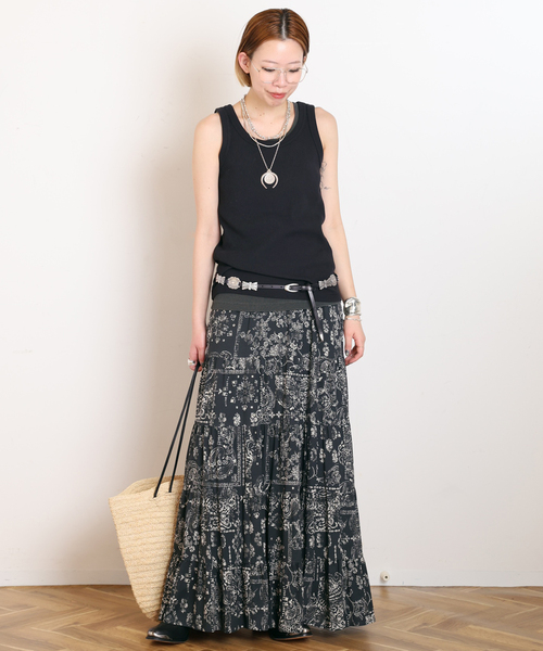 Couture d'adam（クチュールドアダム）の「【COUTURE D'ADAM/クチュールドアダム】別注Bandana College Print Skirt（スカート・レディース・ブラック・FREE）」の4枚目の写真