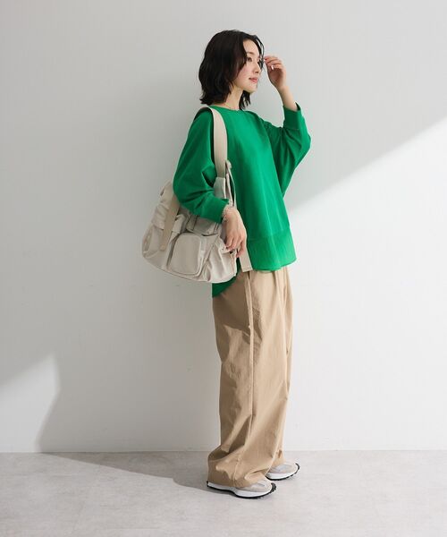 Green Parks(グリーンパークス)の「七分袖ドルマン裏毛シアードッキングプルオーバー(Tシャツ/カットソー・レディース・ブラック/ホワイト系その他2/杢グレー/グリーン・FREE)」の9枚目の写真