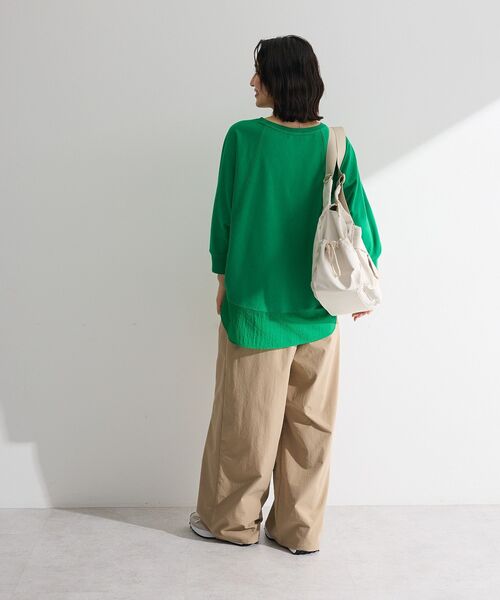 Green Parks(グリーンパークス)の「七分袖ドルマン裏毛シアードッキングプルオーバー(Tシャツ/カットソー・レディース・ブラック/ホワイト系その他2/杢グレー/グリーン・FREE)」の10枚目の写真