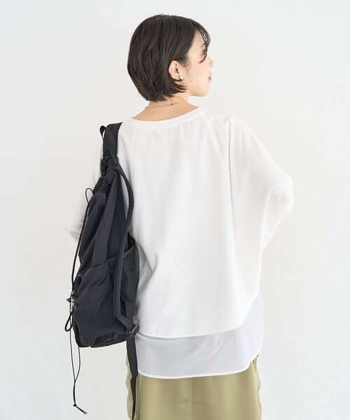 Green Parks(グリーンパークス)の「七分袖ドルマン裏毛シアードッキングプルオーバー(Tシャツ/カットソー・レディース・ブラック/ホワイト系その他2/杢グレー/グリーン・FREE)」の19枚目の写真