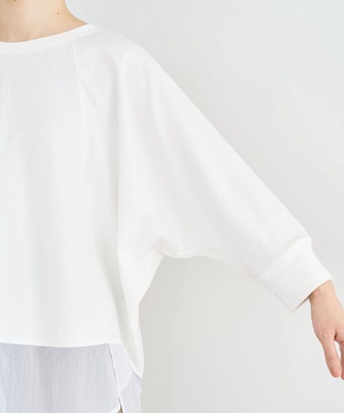 Green Parks(グリーンパークス)の「七分袖ドルマン裏毛シアードッキングプルオーバー(Tシャツ/カットソー・レディース・ブラック/ホワイト系その他2/杢グレー/グリーン・FREE)」の22枚目の写真
