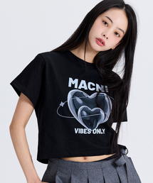 DOUBLE HEART CROP T-SHIRT BLACK