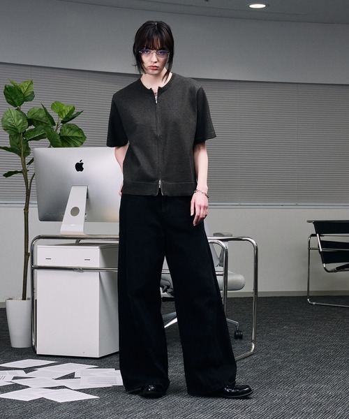 SELLE GLANT(セレグランテ)の「CREW NECK ZIP KNIT SHIRT / クルーネックジップニットシャツ(Tシャツ/カットソー・メンズ・ブラック/ネイビー・LARGE/MEDIUM/SMALL)」の15枚目の写真