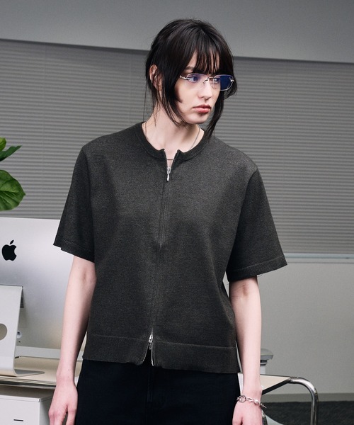 SELLE GLANT(セレグランテ)の「CREW NECK ZIP KNIT SHIRT / クルーネックジップニットシャツ(Tシャツ/カットソー・メンズ・ブラック/ネイビー・LARGE/MEDIUM/SMALL)」の11枚目の写真