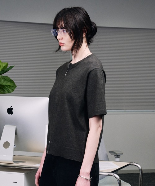 SELLE GLANT(セレグランテ)の「CREW NECK ZIP KNIT SHIRT / クルーネックジップニットシャツ(Tシャツ/カットソー・メンズ・ブラック/ネイビー・LARGE/MEDIUM/SMALL)」の13枚目の写真