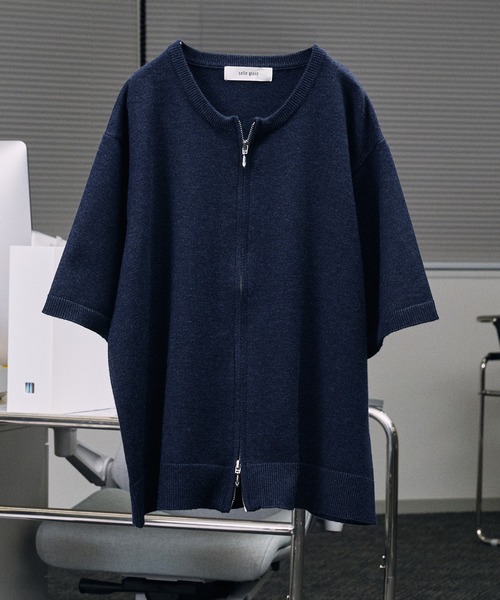 SELLE GLANT(セレグランテ)の「CREW NECK ZIP KNIT SHIRT / クルーネックジップニットシャツ(Tシャツ/カットソー・メンズ・ブラック/ネイビー・LARGE/MEDIUM/SMALL)」の7枚目の写真