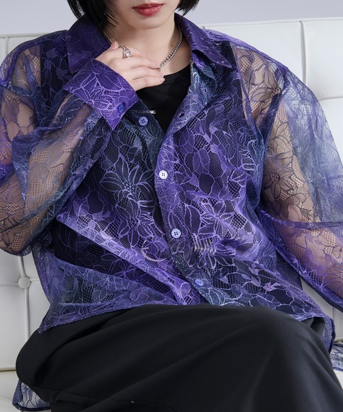 Ellno Loset(エルノロゼット)の「グラデーションプリントレースシャツ(シャツ/ブラウス・メンズ・パープル/ブラック/ブルー・LARGE/SMALL/MEDIUM)」の21枚目の写真
