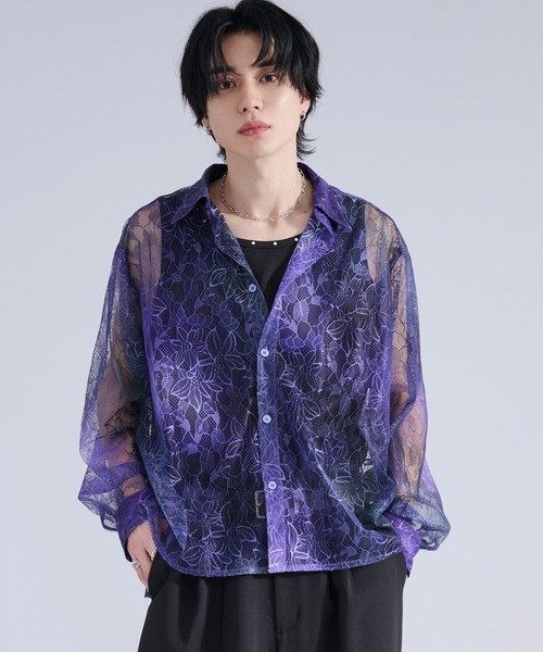 Ellno Loset(エルノロゼット)の「グラデーションプリントレースシャツ(シャツ/ブラウス・メンズ・パープル/ブラック/ブルー・LARGE/SMALL/MEDIUM)」の22枚目の写真
