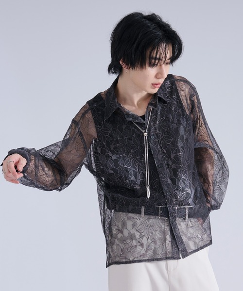 Ellno Loset(エルノロゼット)の「グラデーションプリントレースシャツ(シャツ/ブラウス・メンズ・パープル/ブラック/ブルー・LARGE/SMALL/MEDIUM)」の4枚目の写真