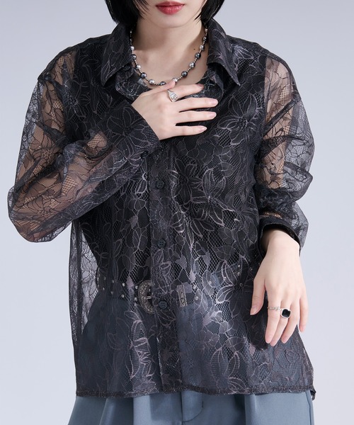 Ellno Loset(エルノロゼット)の「グラデーションプリントレースシャツ(シャツ/ブラウス・メンズ・パープル/ブラック/ブルー・LARGE/SMALL/MEDIUM)」の11枚目の写真