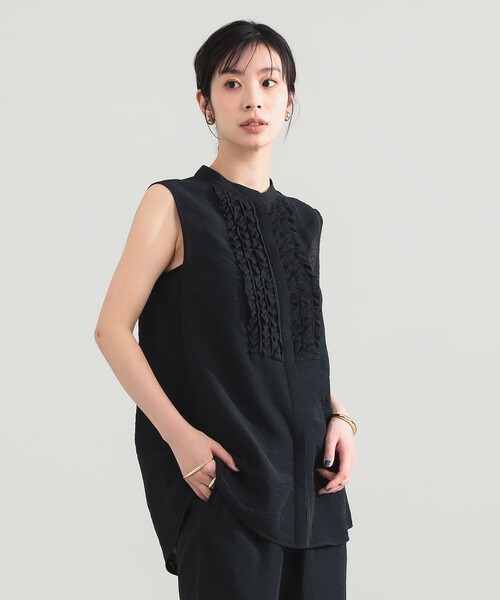 Demi-Luxe BEAMS(デミルクス ビームス)の「レーヨンリネン フリルヨーク ブラウス(シャツ/ブラウス・レディース・ブラック/イエロー系その他2/ベージュ・36/38)」の4枚目の写真