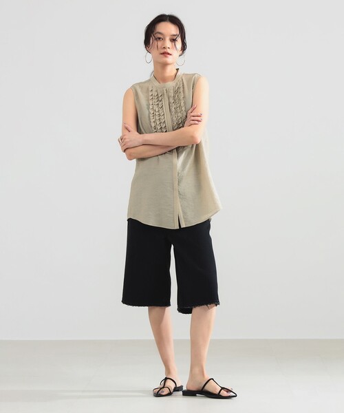 Demi-Luxe BEAMS(デミルクス ビームス)の「レーヨンリネン フリルヨーク ブラウス(シャツ/ブラウス・レディース・ブラック/イエロー系その他2/ベージュ・36/38)」の6枚目の写真
