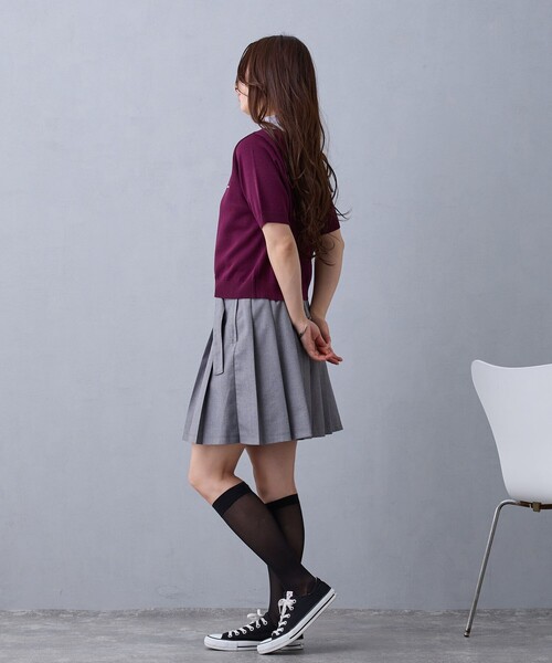 NICOLE CLUB(ニコル クラブ)の「レイヤードカラージップポロシャツ(ニット/セーター・レディース・その他2/ネイビー/ボルドー・FREE)」の5枚目の写真