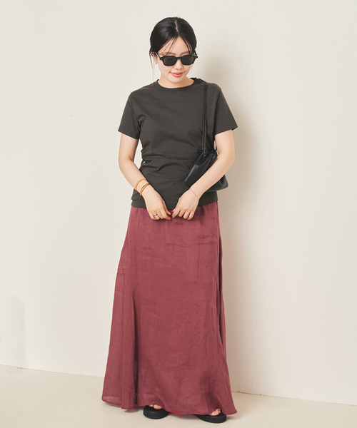 plage(プラージュ)の「RAMY LINEN TACK スカート(スカート・レディース・ボルドー/ブラウン・38/36)」の5枚目の写真